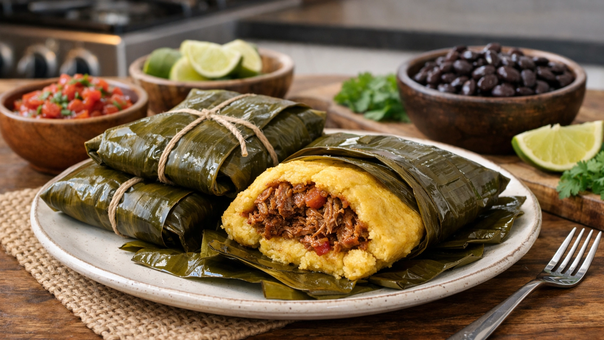 Фото блюда: Коста-риканские тамалес из кукурузного теста с ароматной говядиной