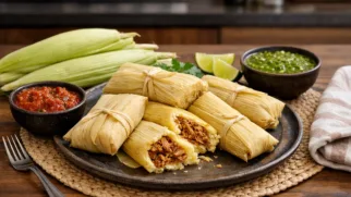 Фото рецепта: Тамалес из кукурузного теста с мясом традиционный рецепт гондурасской кухни