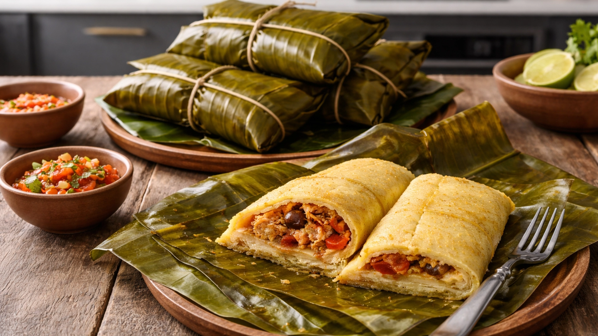 Фото блюда: Панамские тамалес из кукурузного теста с сочной мясной начинкой