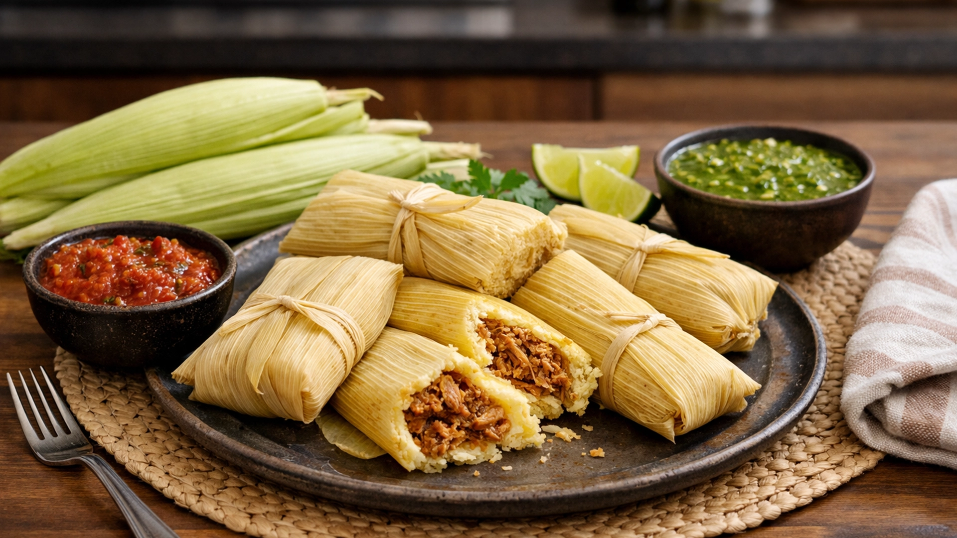 Фото блюда: Тамалес из кукурузного теста с мясом традиционный рецепт гондурасской кухни