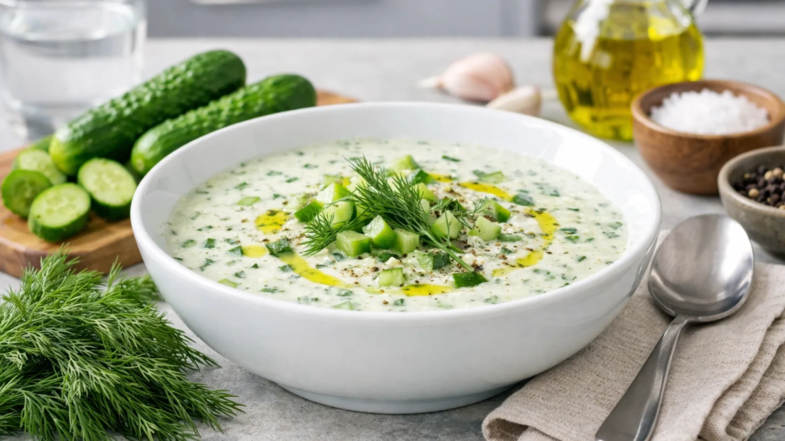 Фото блюда: Таратор холодный суп с огурцом и йогуртом