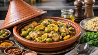 Фото рецепта: Тажин с курицей и солёными лимонами ароматный рецепт марокканской кухни