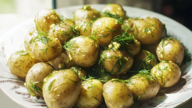 Фото блюда: Теплый картофельный салат с нежным льняным акцентом