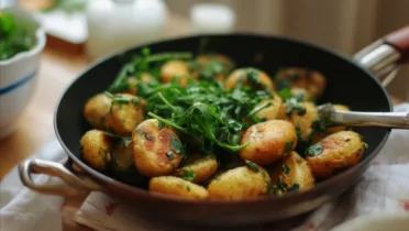 Фото рецепта: Тёплый салат с руколой и картофелем
