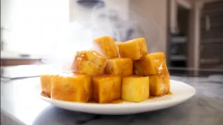 Фото рецепта: Тофу в мандариновом соусе с ярким цитрусовым вкусом