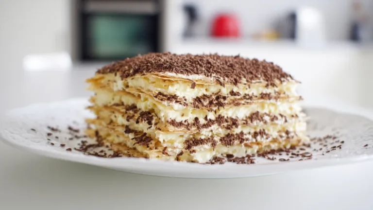 Фото блюда: Торт Наполеон с шоколадной стружкой который всегда удается