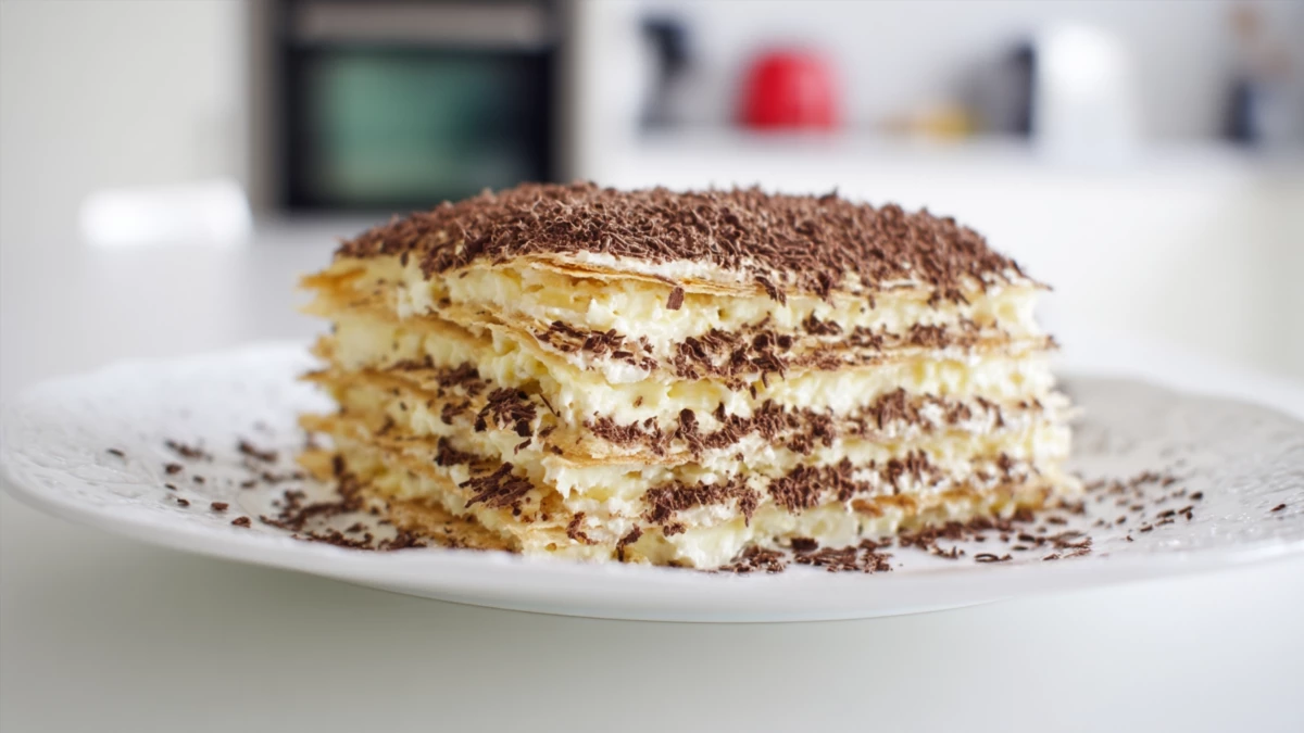 Фото блюда: Торт Наполеон с шоколадной стружкой который всегда удается, рецепт с фото