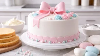 Фото рецепта: Торт украшенный мастикой праздничный