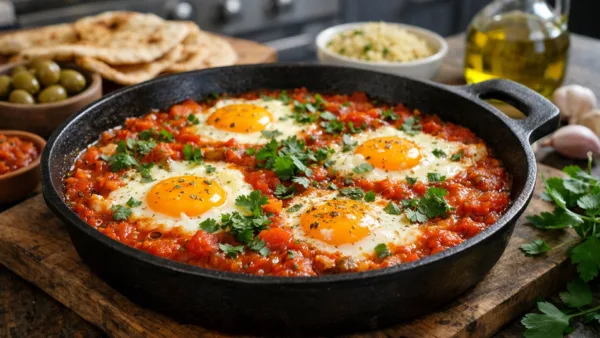 Тунисская шакшука с яйцами и томатным соусом