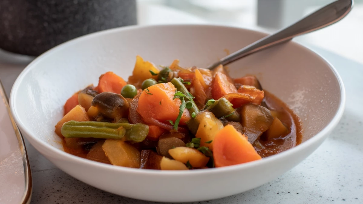 Фото блюда: Тушеные овощи с клетчаткой для легкого и сытного обеда, рецепт с фото