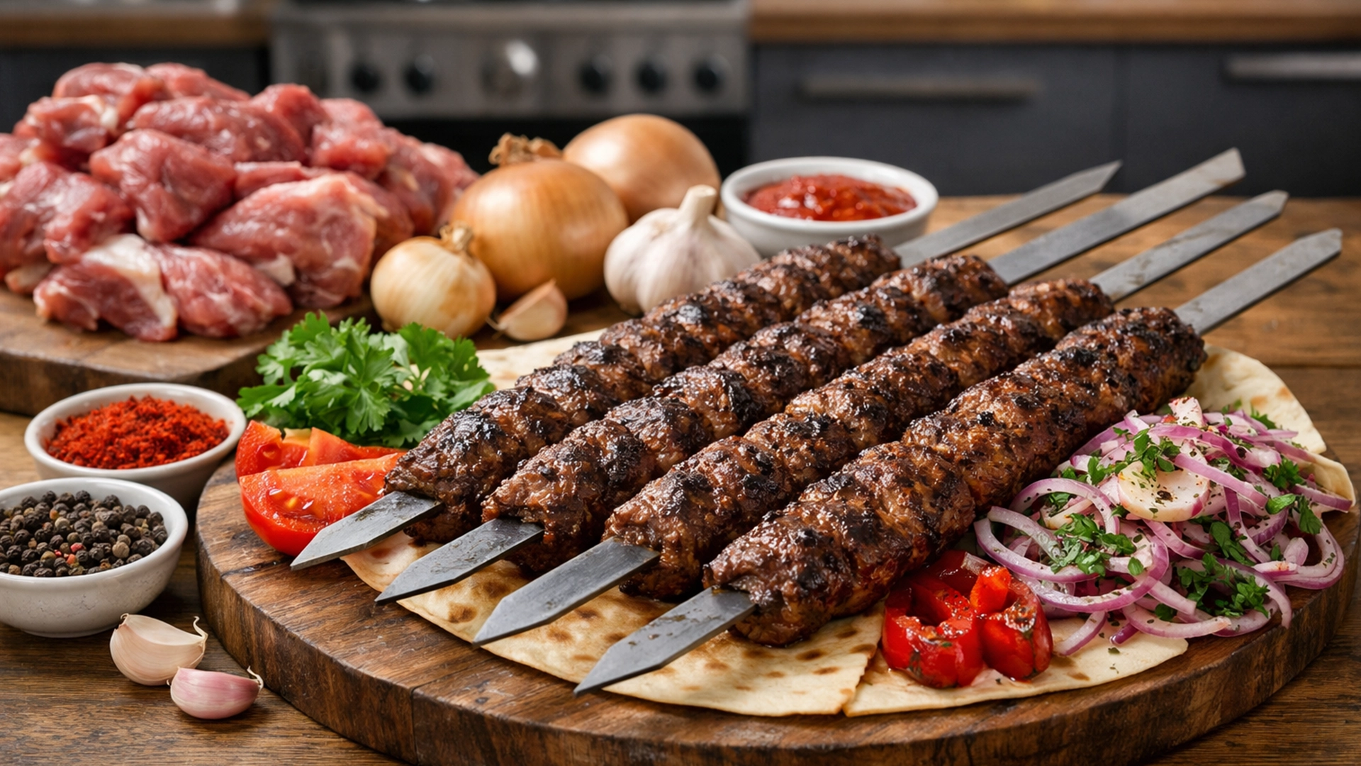 Фото блюда: Урфа-кебаб из баранины на шампурах