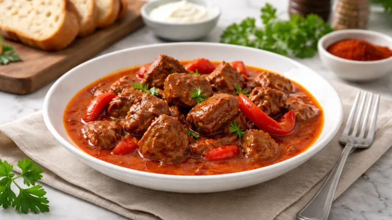 Фото рецепта: Венский гуляш из говядины с паприкой насыщенный рецепт австрийской кухни