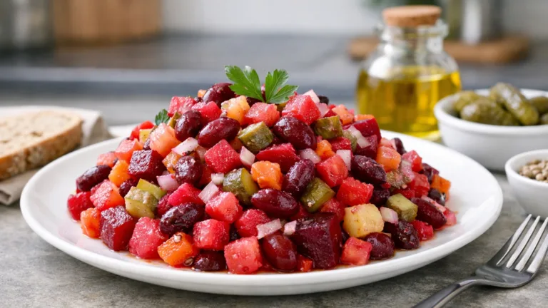 Фото блюда: Винегрет с фасолью и ароматным подсолнечным маслом