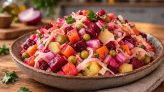 Фото рецепта: Винегрет с сельдью и овощами