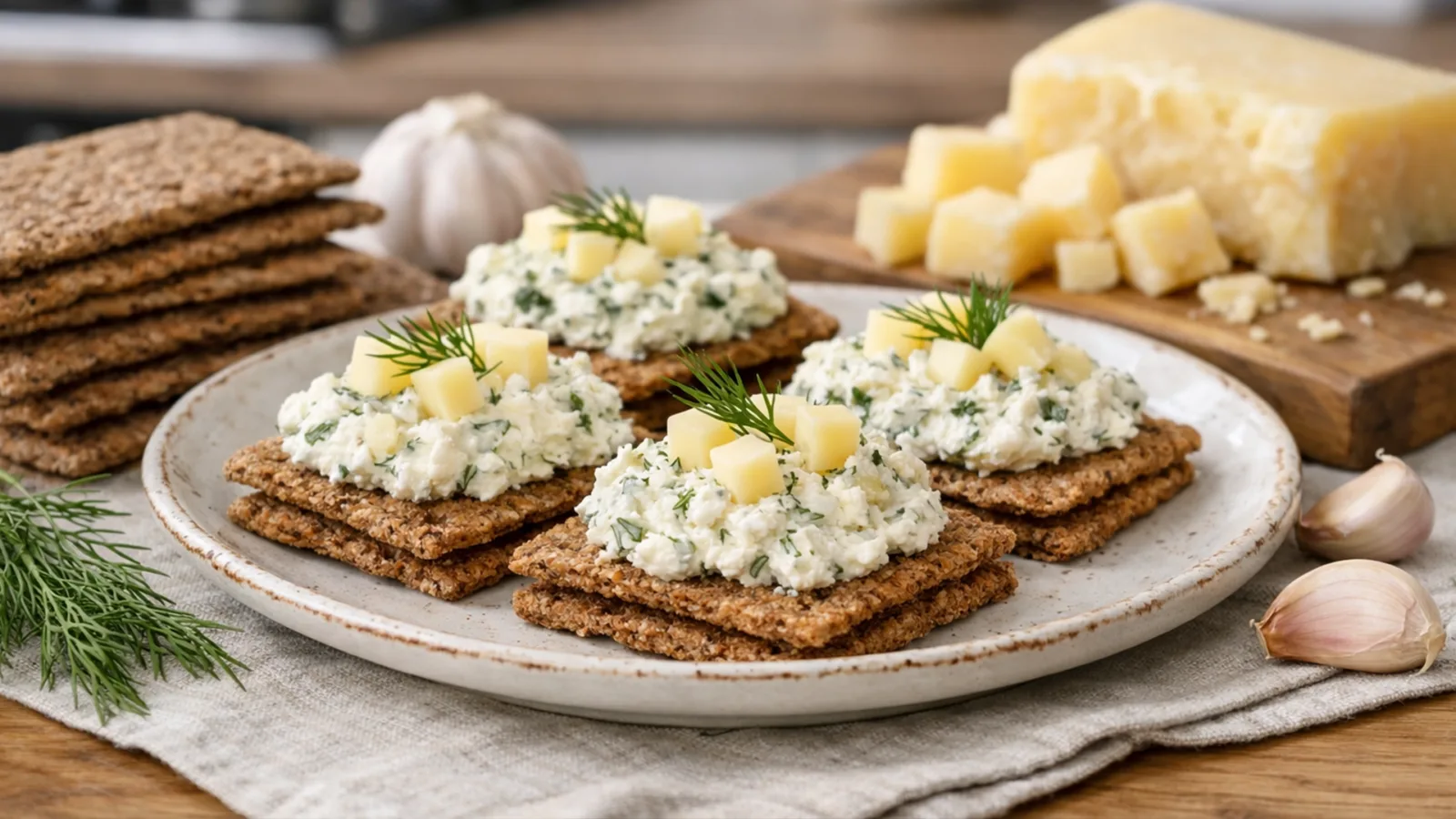 Фото блюда: Закуска из хлебцев с сыром быстрая