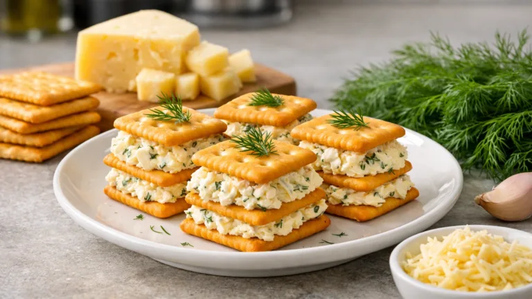 Фото блюда: Хрустящие крекеры с сырной начинкой и зеленью