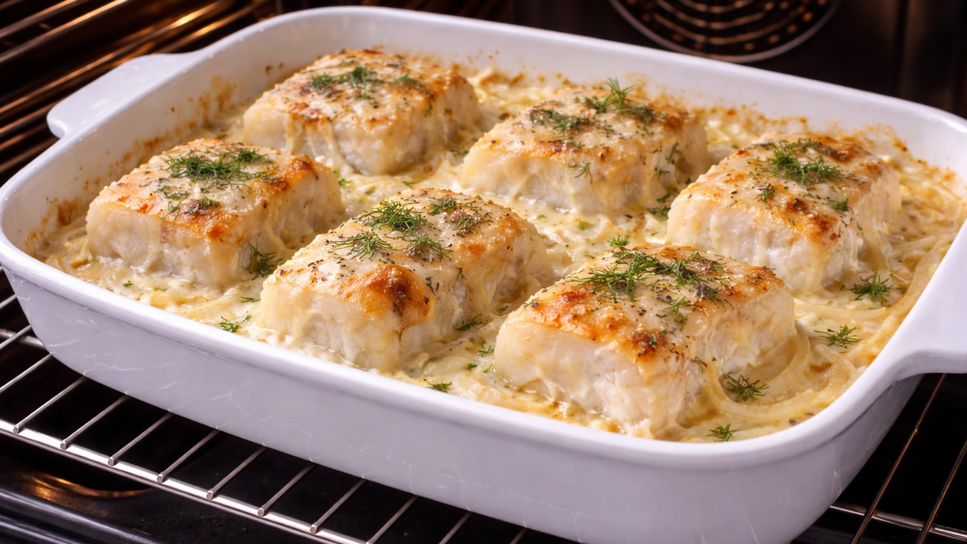 Минтай запекается в духовке