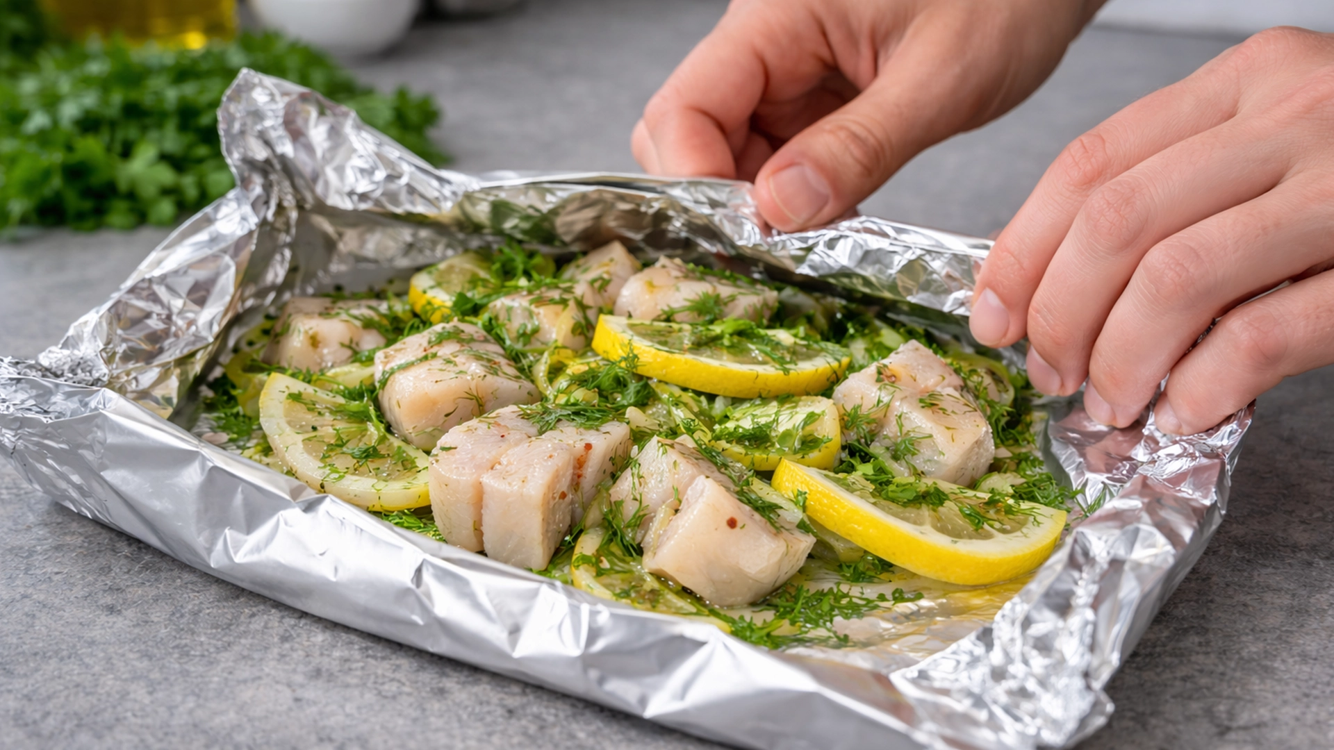 Минтай заворачивают в фольгу