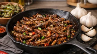 Фото рецепта: Хрустящие жареные кузнечики со специями