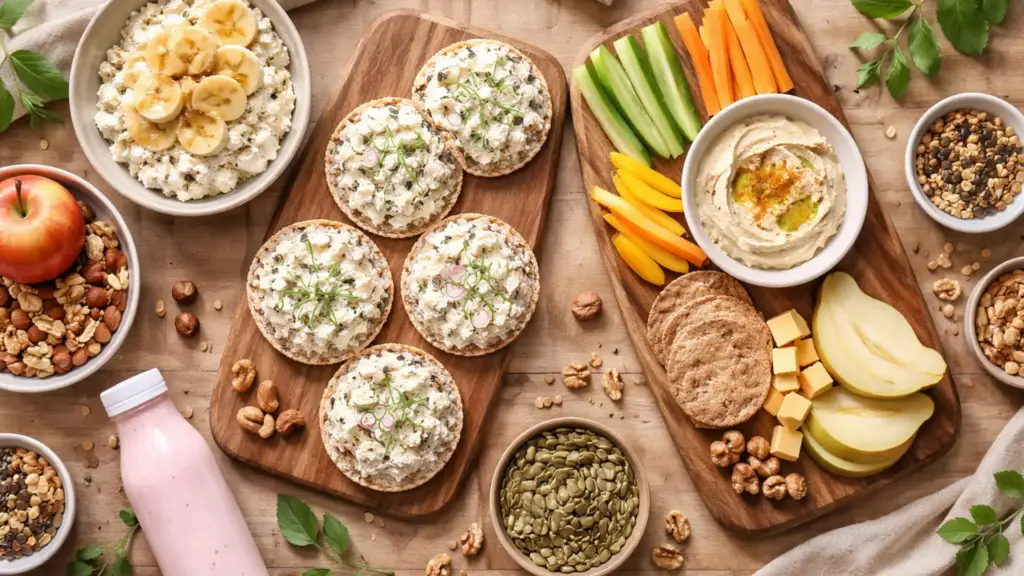 Разные варианты полезных перекусов на каждый день