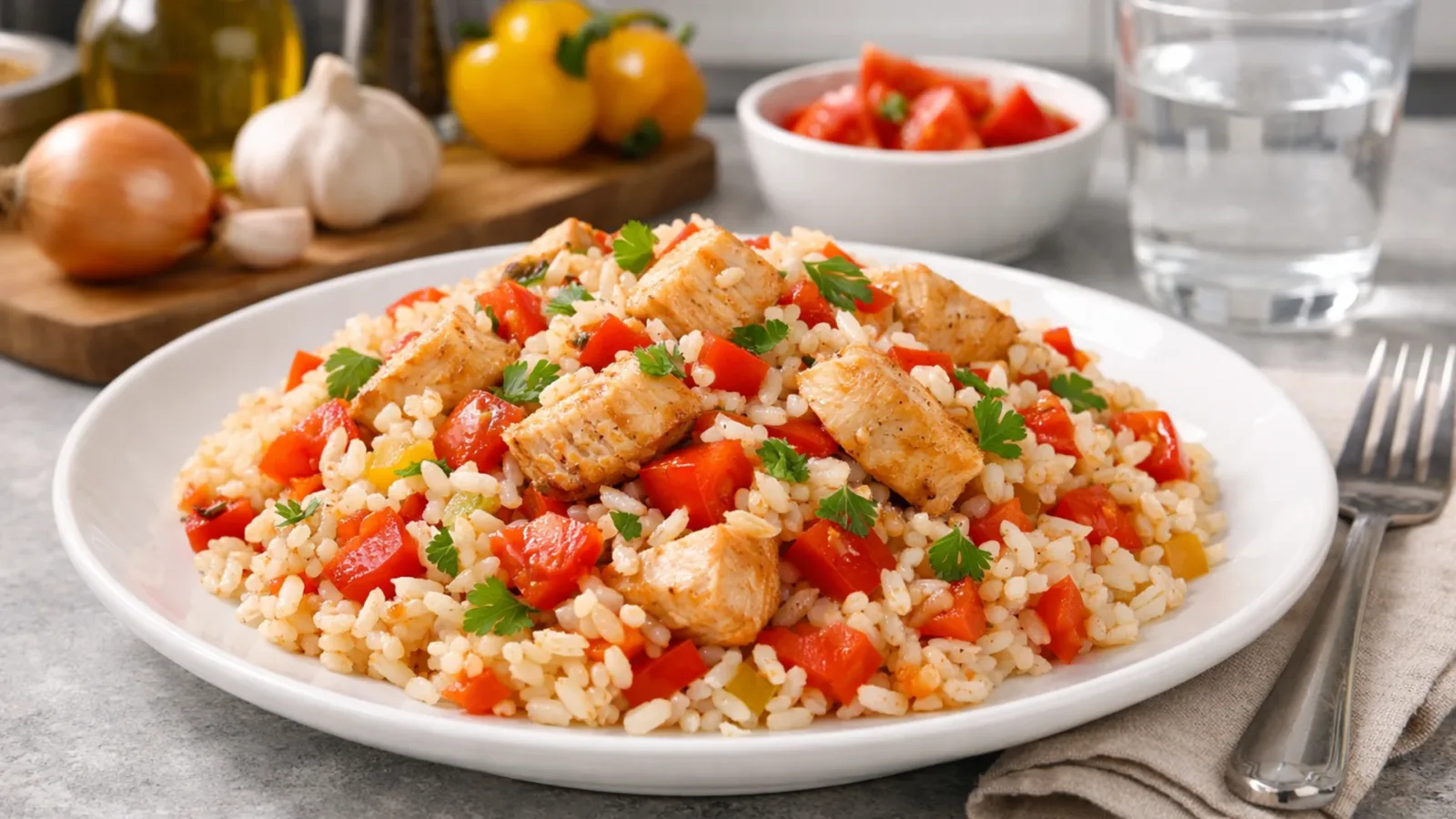 Фото блюда: Арроз кон польо рис с курицей, рецепт с фото