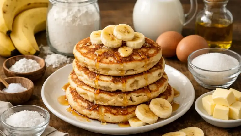 Фото блюда: Банановые панкейки пышные с мягкой текстурой для полдника