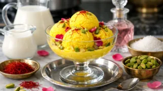 Фото рецепта: Нежное бастани соннати с шафраном и фисташками