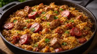 Фото рецепта: Бигос, тушеная капуста с мясом и колбасой
