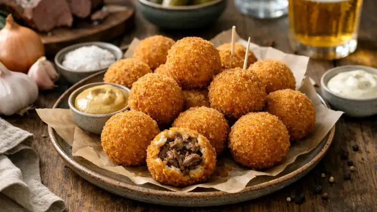 Фото блюда: Биттербаллены с говяжьим рагу хрустящие с сочной начинкой