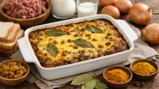 Фото рецепта: Боботи запеканка из фарша с яйцом по южноафрикански