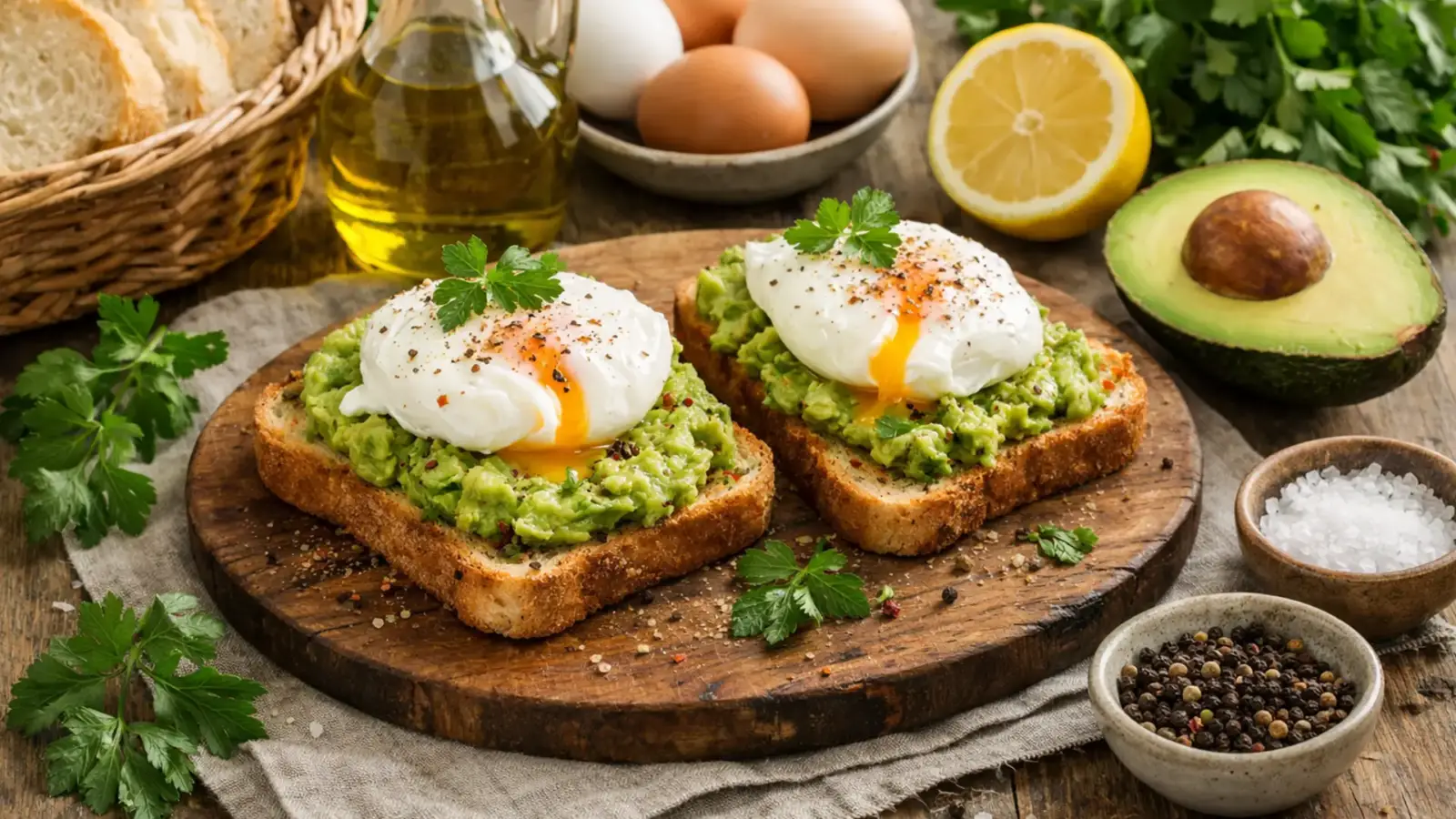 Фото блюда: Бутерброды с авокадо и яйцом на тостах для полдника, рецепт с фото