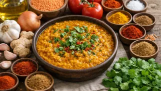 Фото рецепта: Дал из чечевицы с чесноком и пряными специями по пакистанскому рецепту