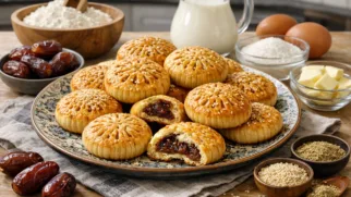 Фото рецепта: Ароматная клейча с нежной финиковой начинкой