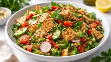 Фото рецепта: Фаттуш салат с овощами и лепешками