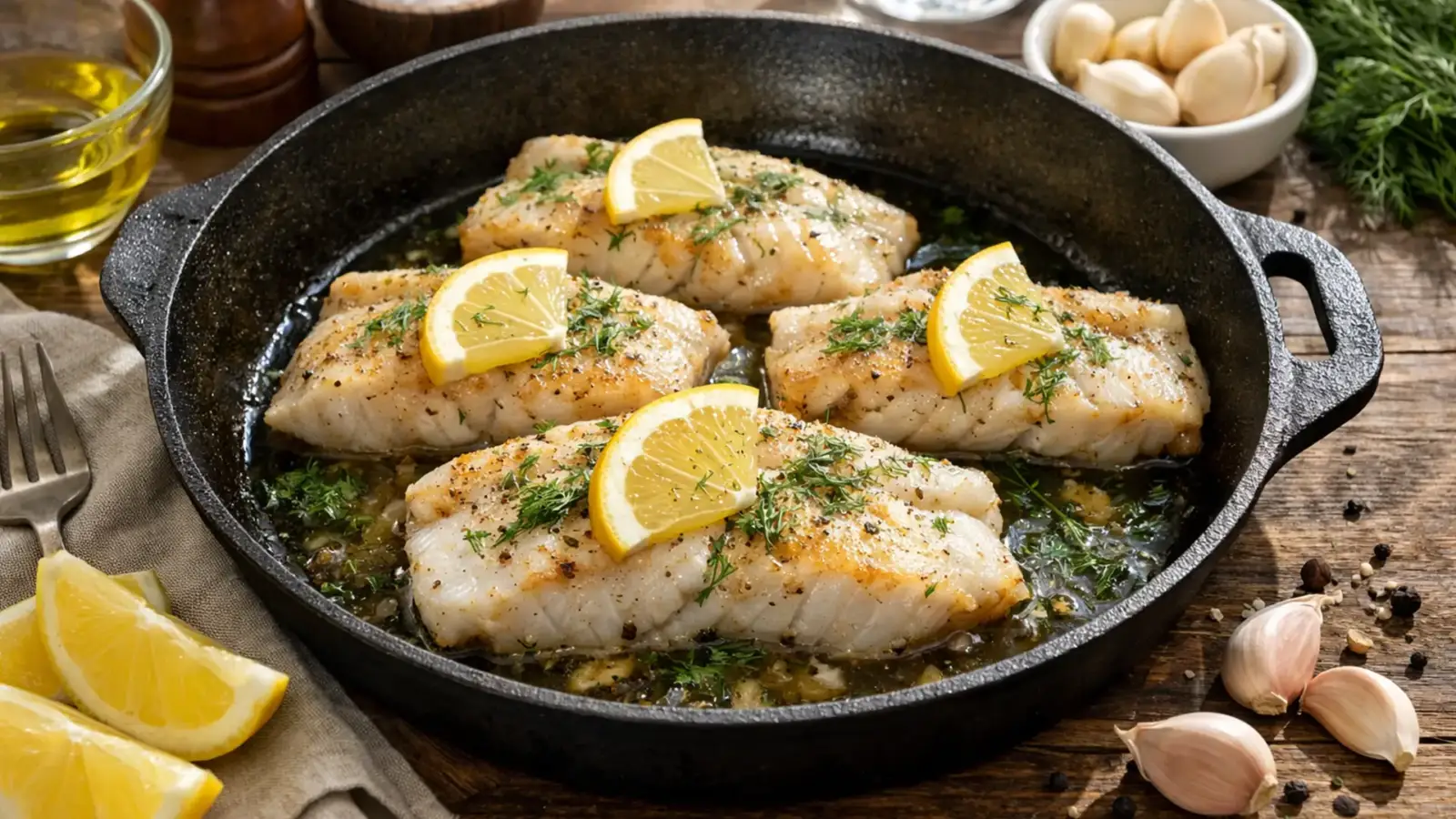 Фото блюда: Филе минтая с лимонным соком на сковороде нежное и ароматное, рецепт с фото