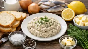 Фото блюда: Форшмак из сельди с луком и лимонным соком с ярким вкусом