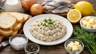 Фото рецепта: Форшмак из сельди с луком и лимонным соком с ярким вкусом