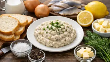 Фото рецепта: Форшмак из сельди с луком и лимонным соком с ярким вкусом