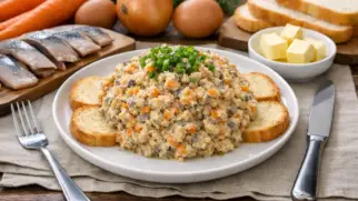 Фото рецепта: Форшмак из сельди с морковью и луком насыщенный вкус