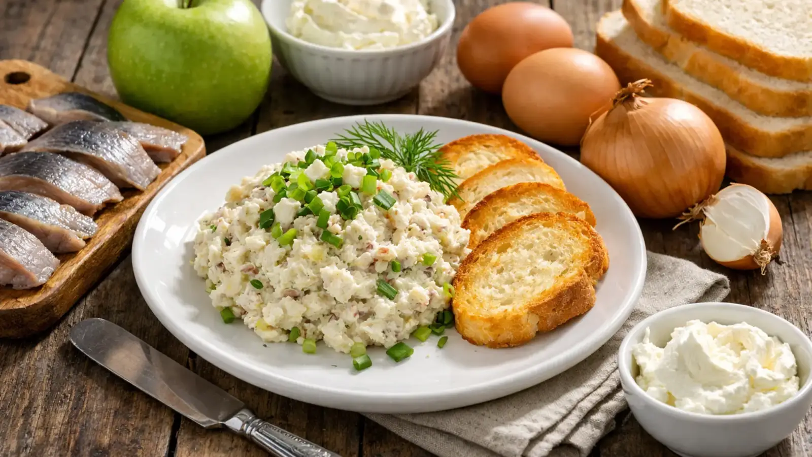 Фото блюда: Форшмак из сельди с яблоком и сливочным сыром кремовая закуска, рецепт с фото