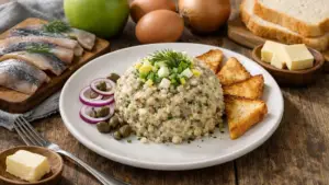 Фото блюда: Форшмак из сельди с яблоком и яйцом нежная классика
