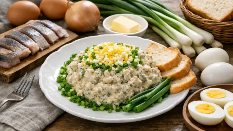 Фото блюда: Форшмак из сельди с яйцом и зеленым луком мягкий вкус