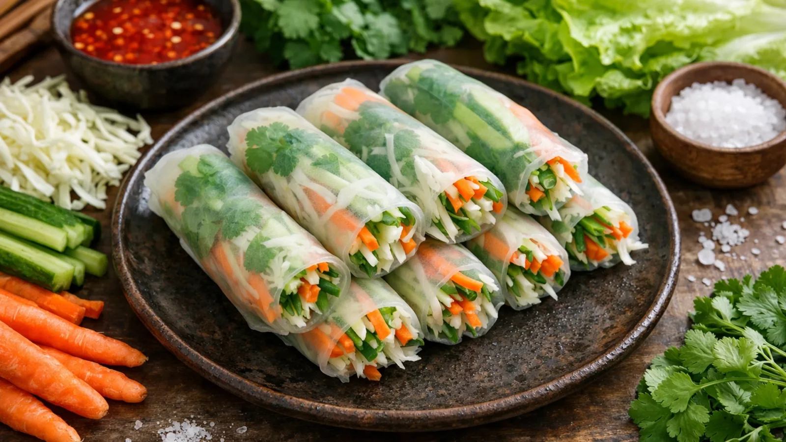 Фото блюда: Камбоджийские весенние роллы с овощами свежие и легкие, рецепт с фото