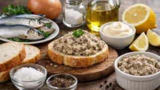 Фото рецепта: Паштет из сардин с луком и лимонным соком домашний нежный