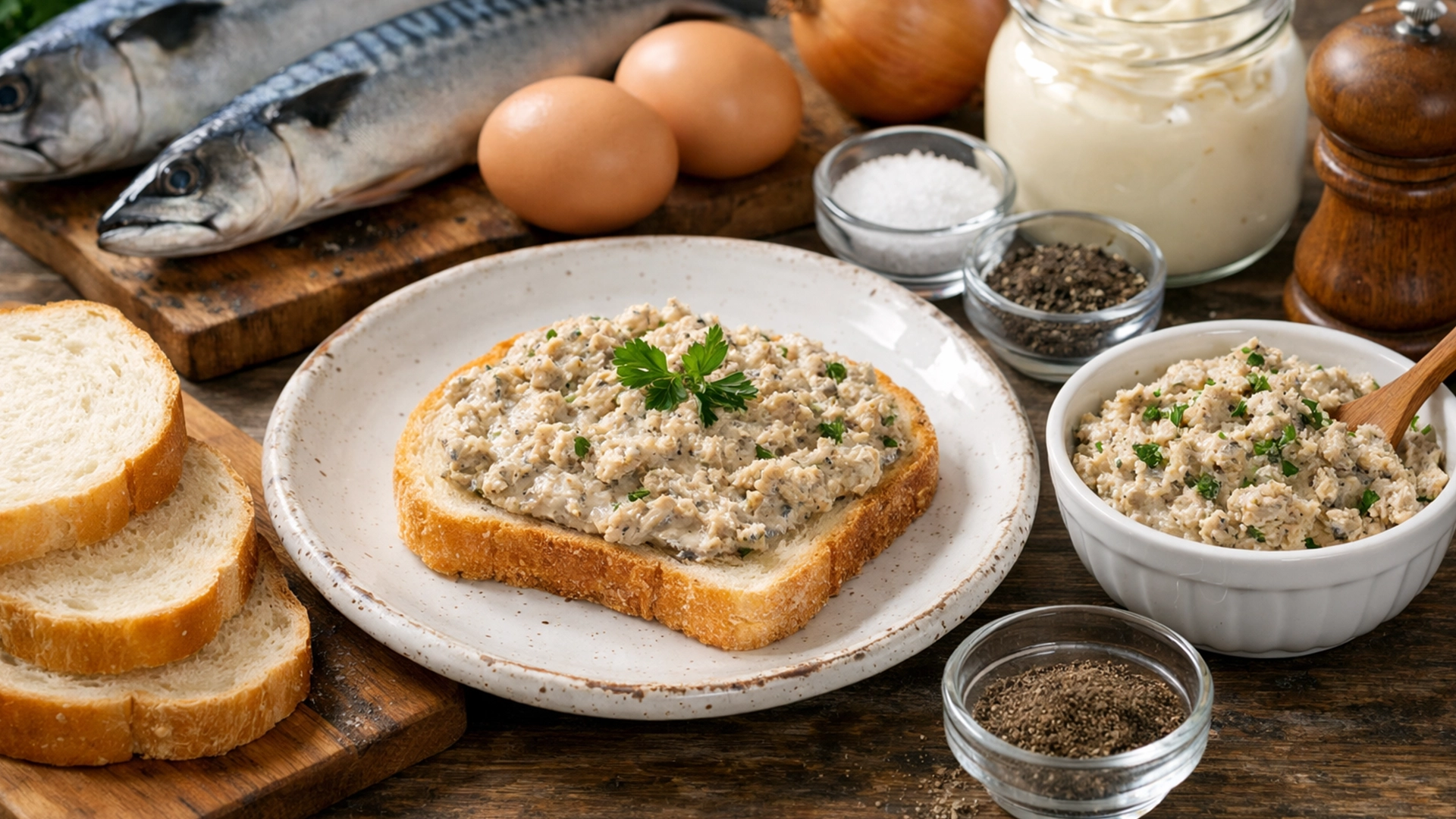 Фото блюда: Паштет из скумбрии с яйцом и майонезом домашний нежный