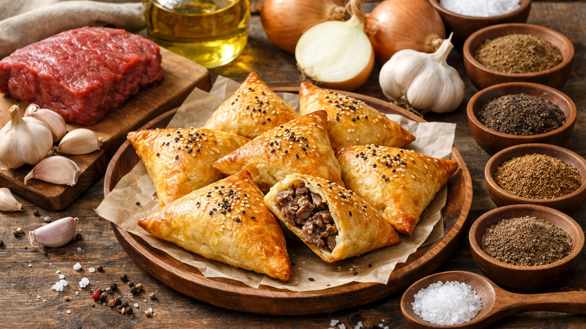 Фото блюда: Самбуса пирожки с мясной начинкой по катарскому рецепту