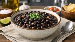 Фото рецепта: Фрихолес негрос тушеная черная фасоль