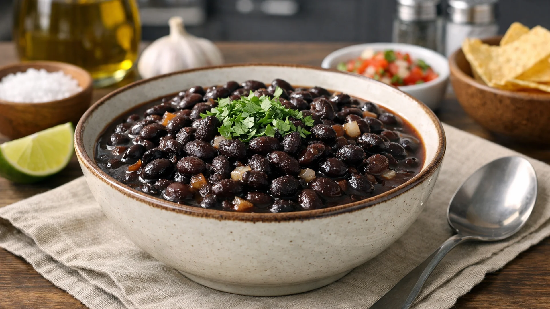 Фото блюда: Фрихолес негрос тушеная черная фасоль