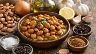 Фото рецепта: Фуль медамес бобы с оливковым маслом и чесноком