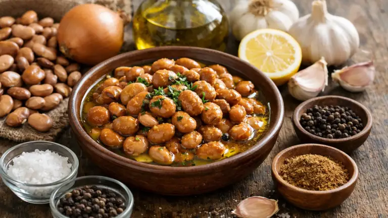 Фото блюда: Фуль медамес бобы с оливковым маслом и чесноком